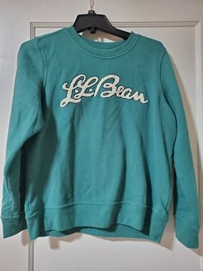 L.L. Bean Teal Pullover Crewneck with Contrast Script